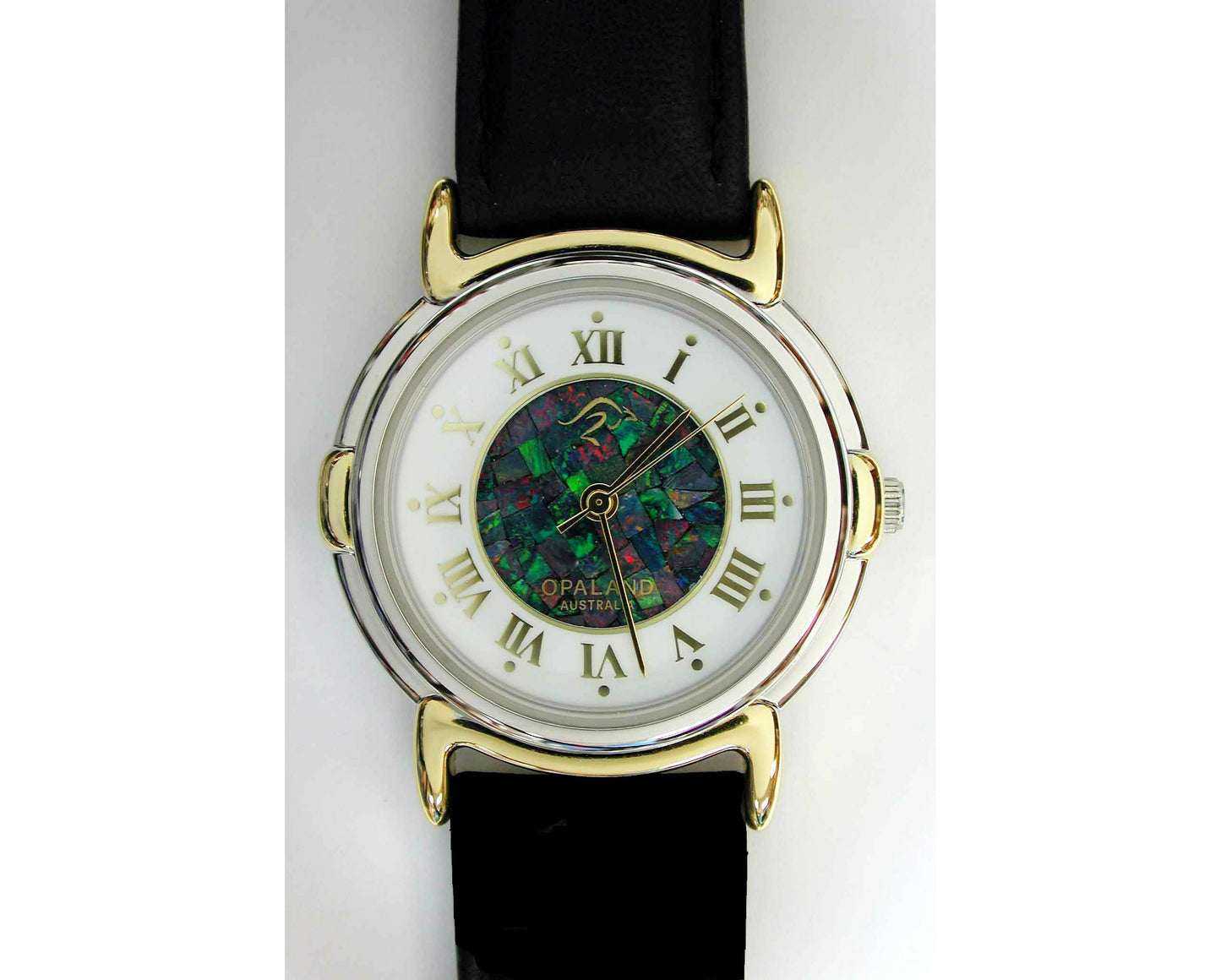 10801.0 - "Opaland" Opal Watch with Natural Australian Opal The case is 35 mm diameter Water resistant Citizen Quartz Movement Leather strap