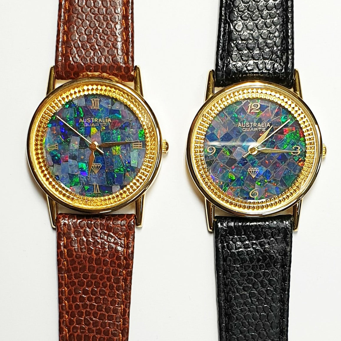 03652.0 - Australia brand opal watch with black or brown leather strap