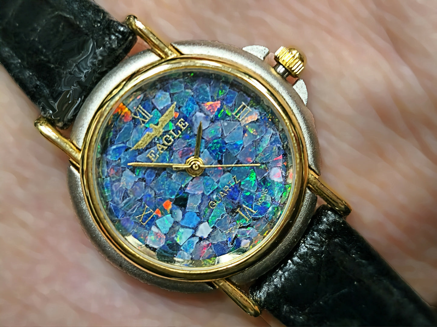54168.0 - "Eagle" Watch Natural Australian Opal 25 x 7 mm Gray and Gold case 23 cm Water resistant Citizen quartz movement Presentation box