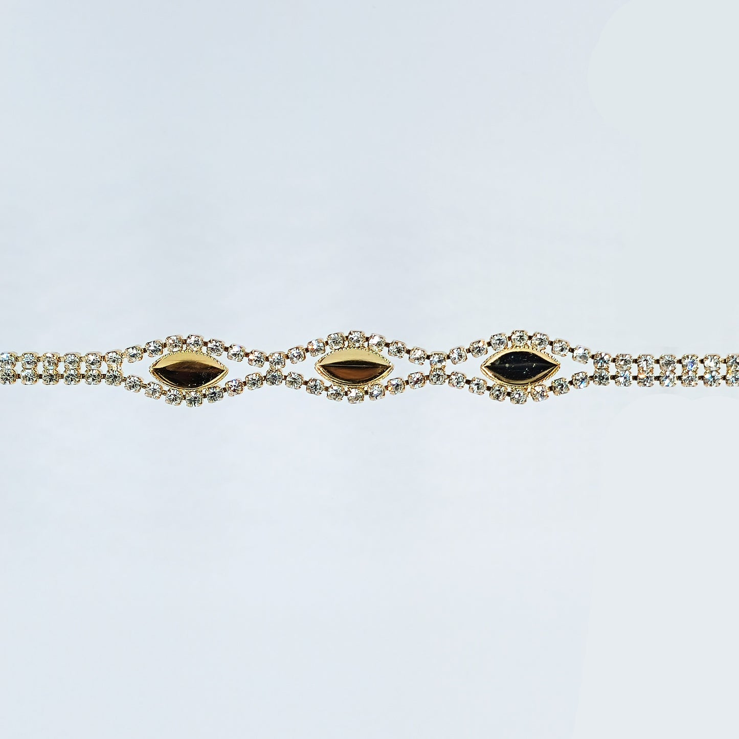 54233.0 - Gold Plated rhinestone bracelet with three cups for 10 x 5 mm marquise stones Choice of 17.5 cm or 19 cm length See our 13285.0