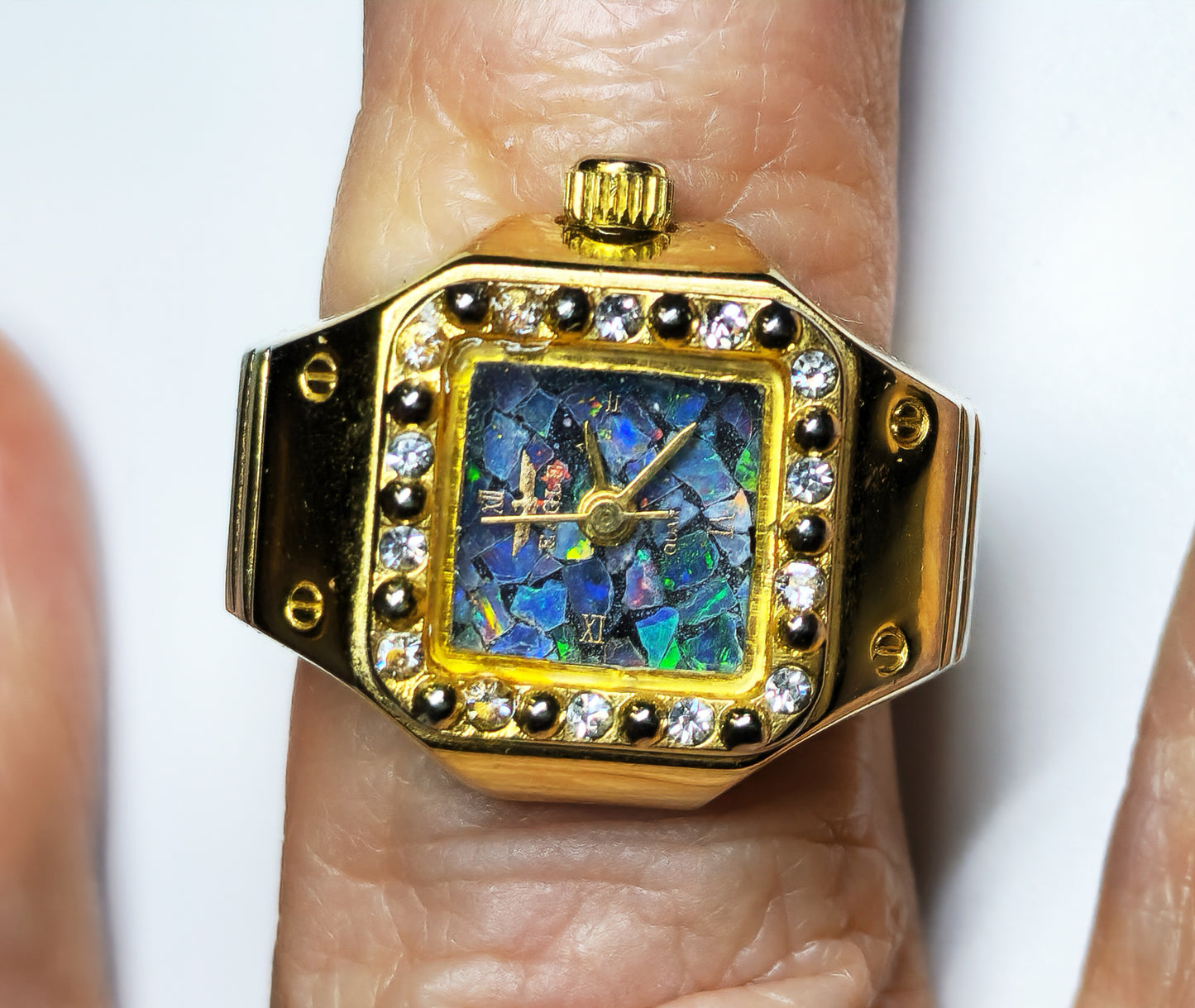 54457.0 - Gold Plated "Eagle" Opal Ring Watch used