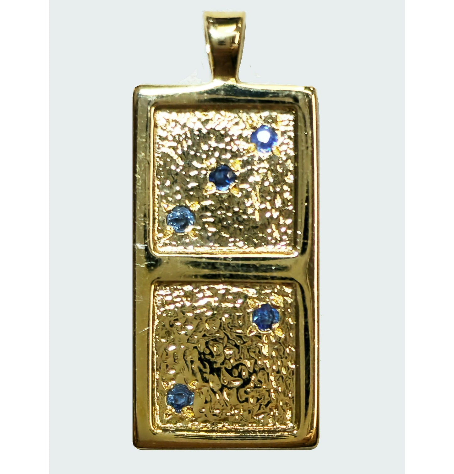11923.0 - Sterling Silver Gold Plated domino Pendant set with either 4 or 5 or 6 or 7 Natural Australian sapphires 30x13 mm 1.25x0.50 inch