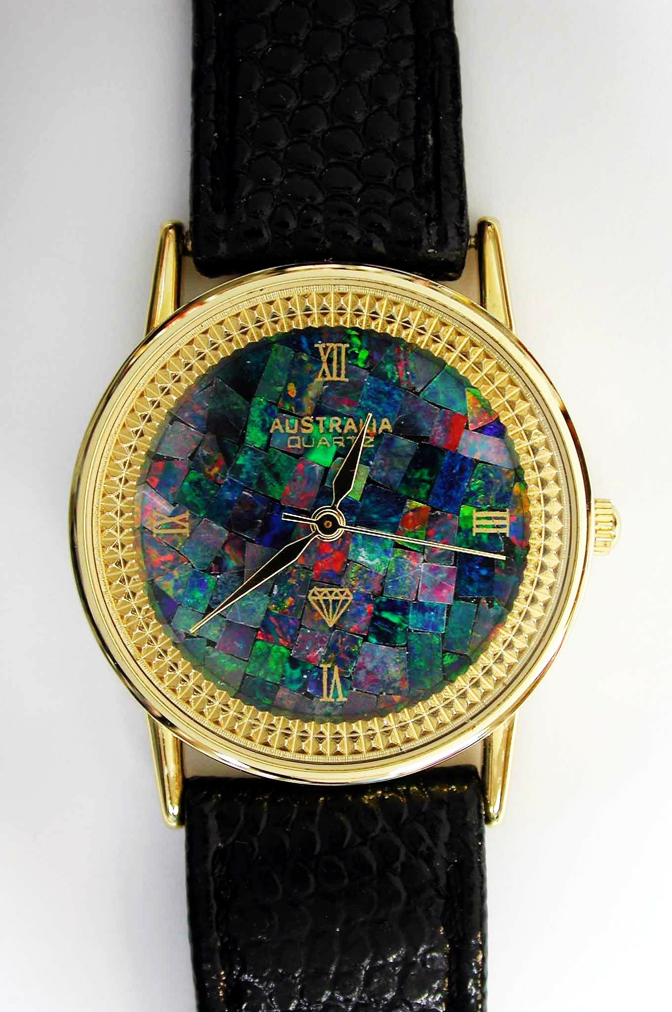 03652.0 - Australia brand opal watch with black or brown leather strap