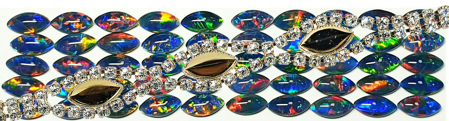 54233.0 - Gold Plated rhinestone bracelet with three cups for 10 x 5 mm marquise stones Choice of 17.5 cm or 19 cm length See our 13285.0