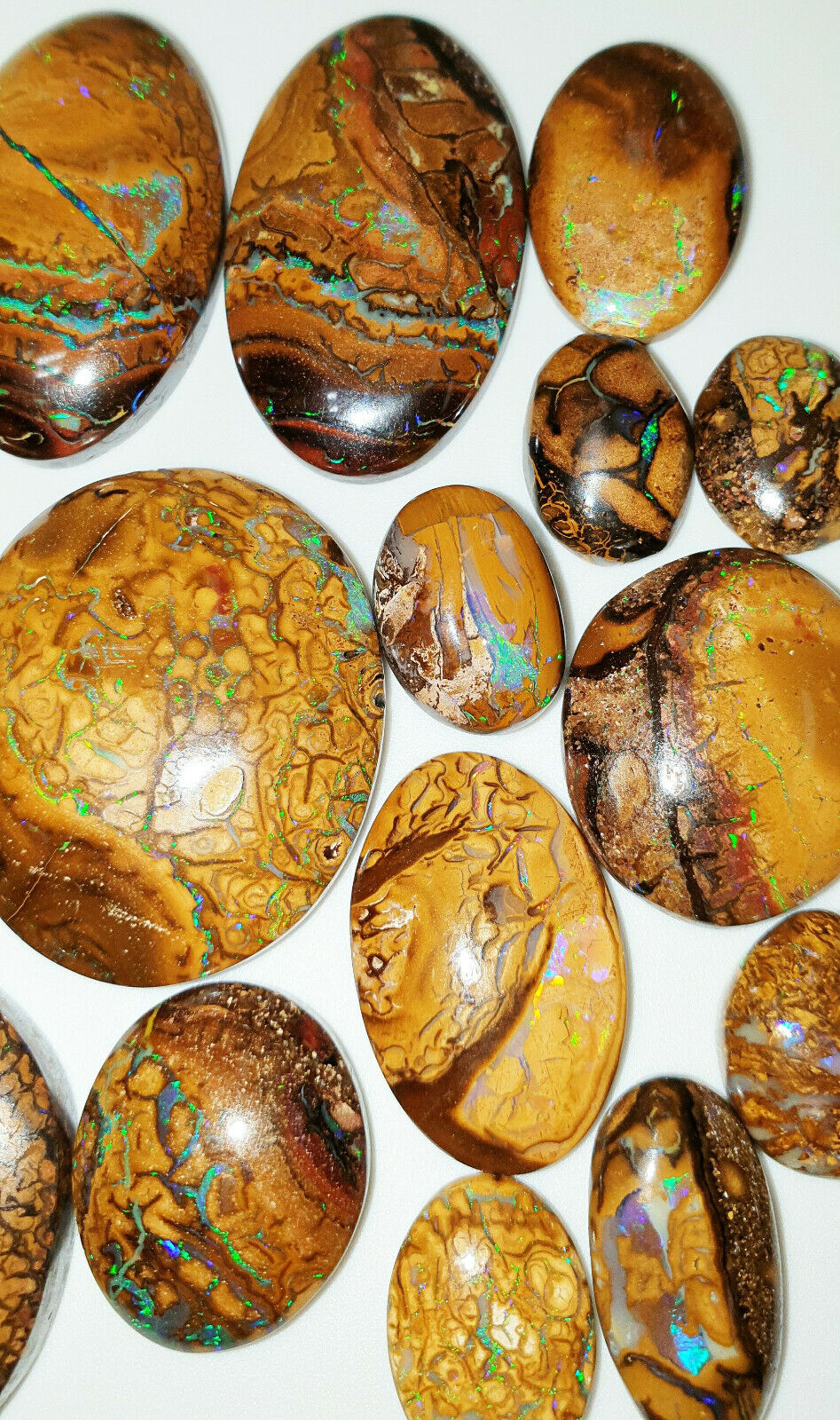 53467 - 16 Oval Cut Golden Boulder Opal Matrix About 13 x 9 mm to 26 x 23 mm