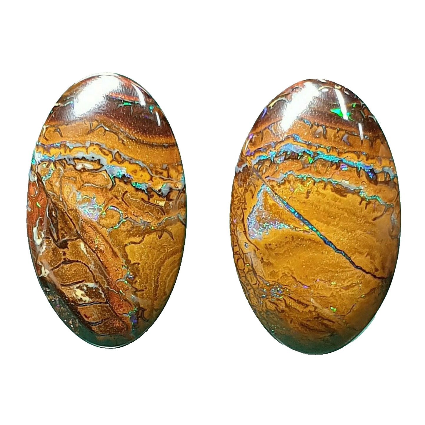53467 - 16 Oval Cut Golden Boulder Opal Matrix About 13 x 9 mm to 26 x 23 mm