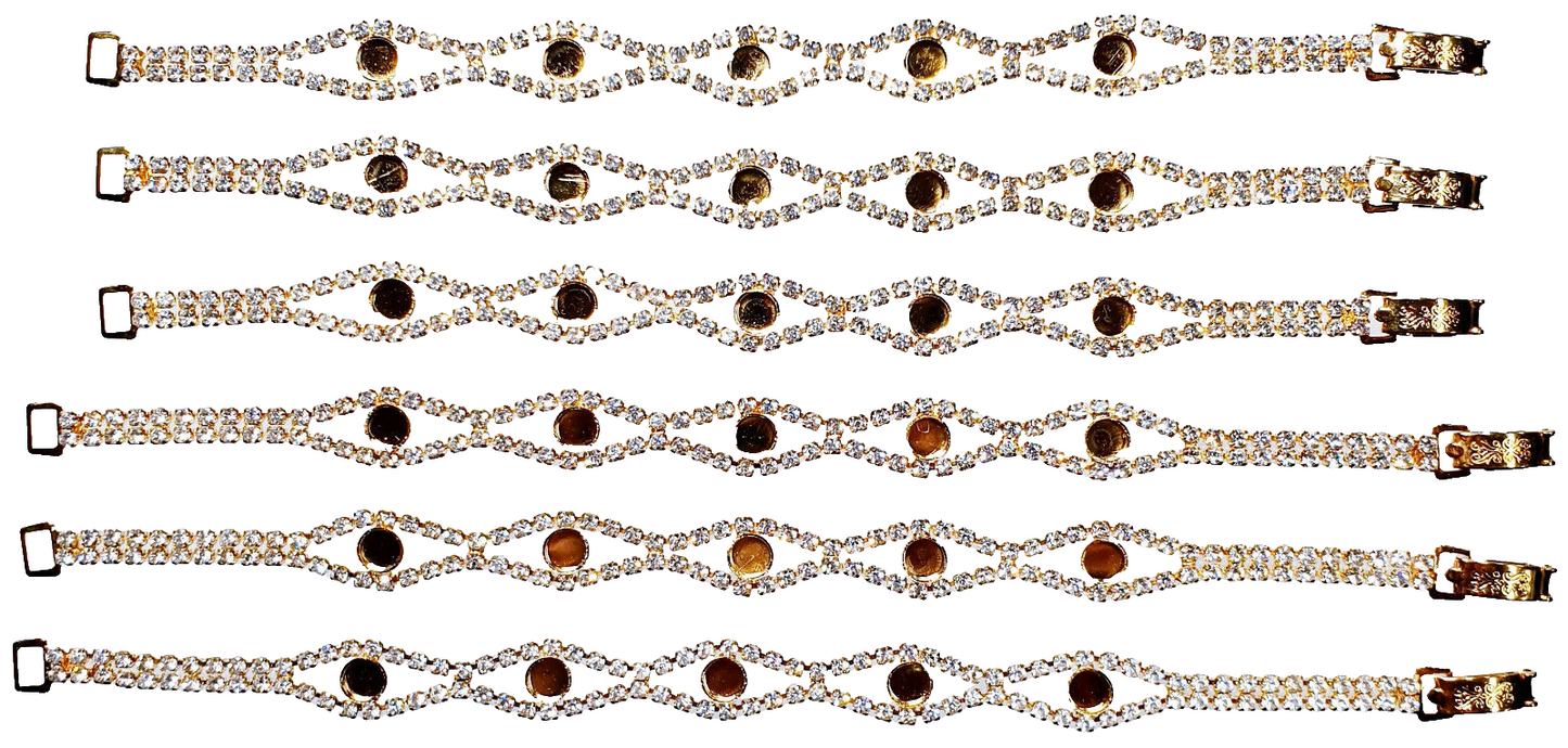 52228.0 - 6 Gold Plated Rhinestone Bracelets 5 Cups for 5 mm Stones Aussie Made