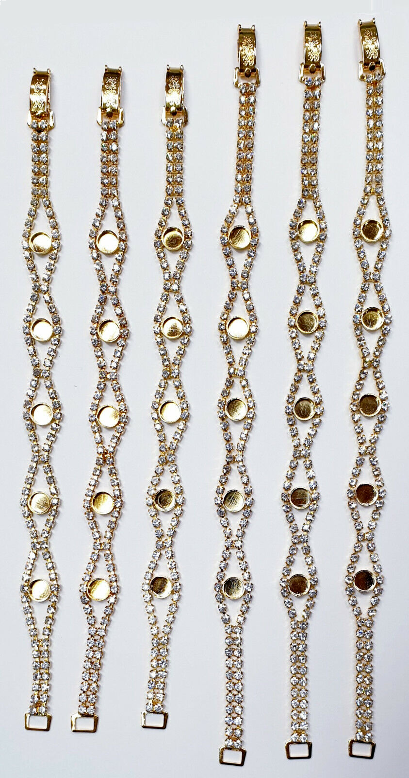 52228.0 - 6 Gold Plated Rhinestone Bracelets 5 Cups for 5 mm Stones Aussie Made