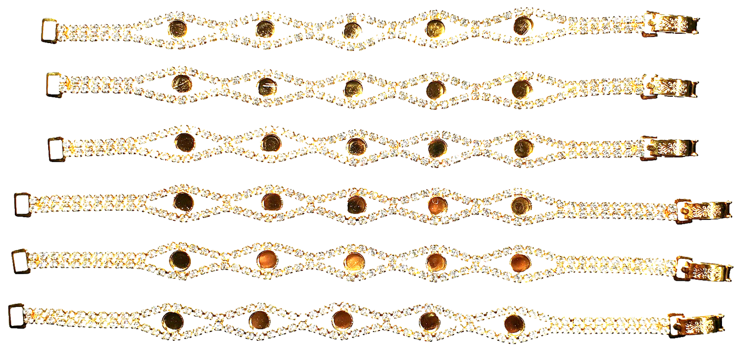 52228.0 - 6 Gold Plated Rhinestone Bracelets 5 Cups for 5 mm Stones Aussie Made