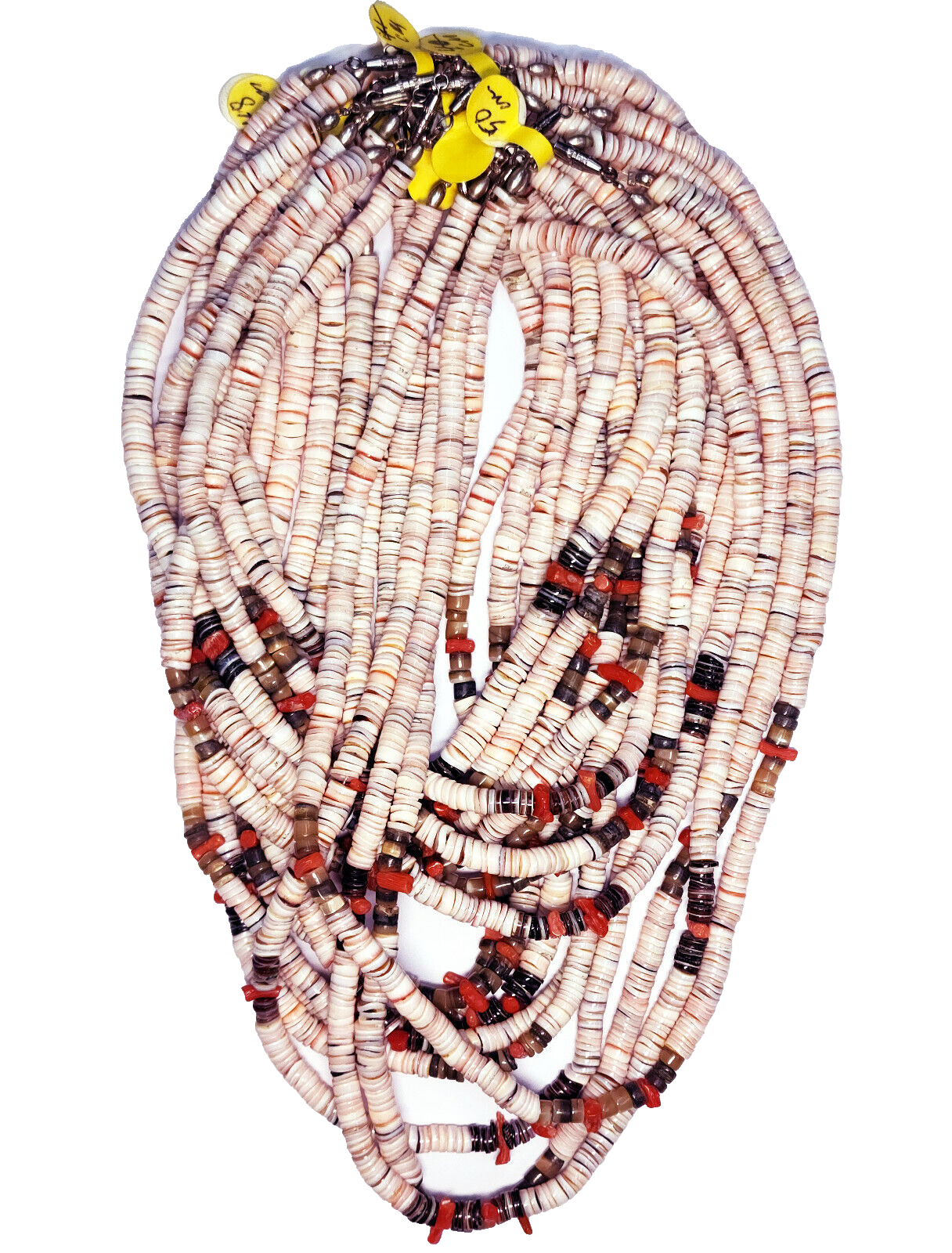 53961.0 - 16 Pieces Wholesale Lot 1970's Shell and Coral Chockers and Necklaces