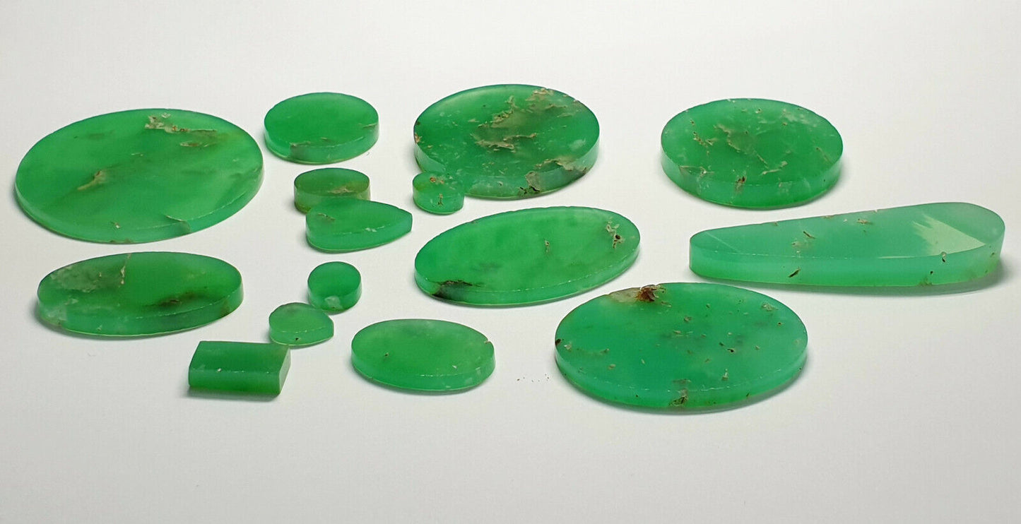 53388 - 15 stk 322,44 karat australske Chrysoprase Flat Top Halvpolerte steiner