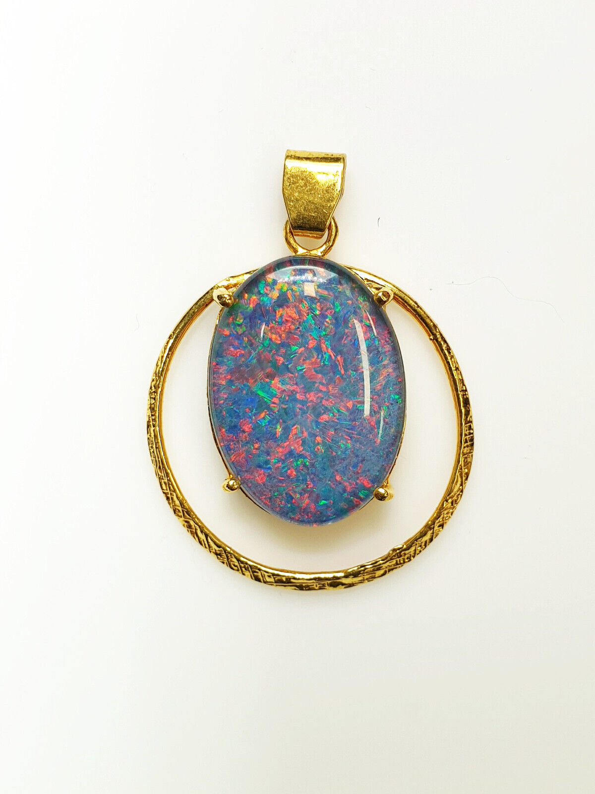 52051 - 12 Australian Gold Plated 925 Silver pendants wit 18x13 mm Opal Triplet