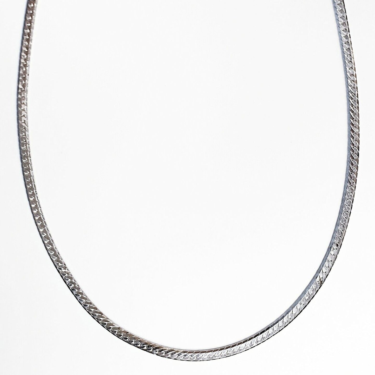 52169 - 60 Silver Plated Herringbone Style Chain L: 50 cm, W: 3.4 mm, T: 1.15 mm