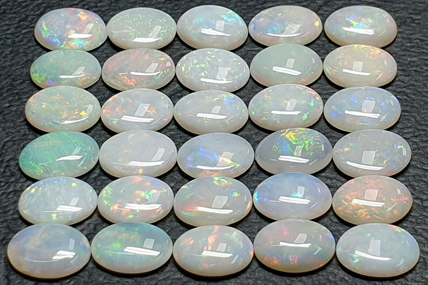 53407 - 30 Aussie Natural Earth Mined Coober Pedy Solid White Opals 8x6 mm Oval