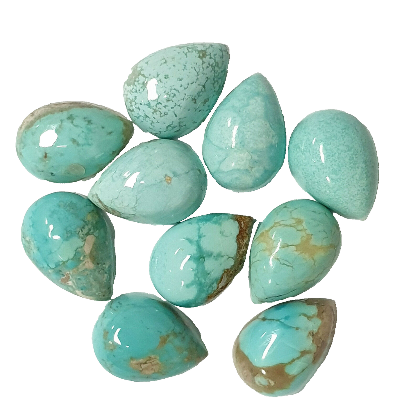 53552 - 10 Tear Drop Shaped "TurqOZ" Very Rare Natural Australian Turquoise 10x7