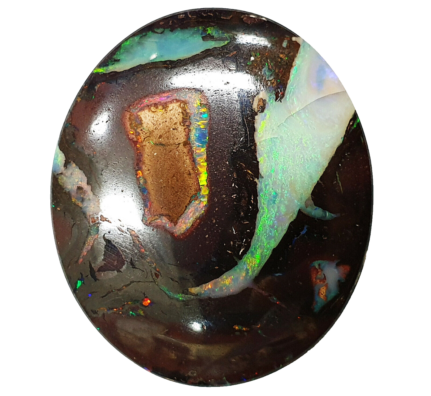 53466 - 3 Unusal Boulder Opals Matching Drop Earrings plus Large Oval Pendant
