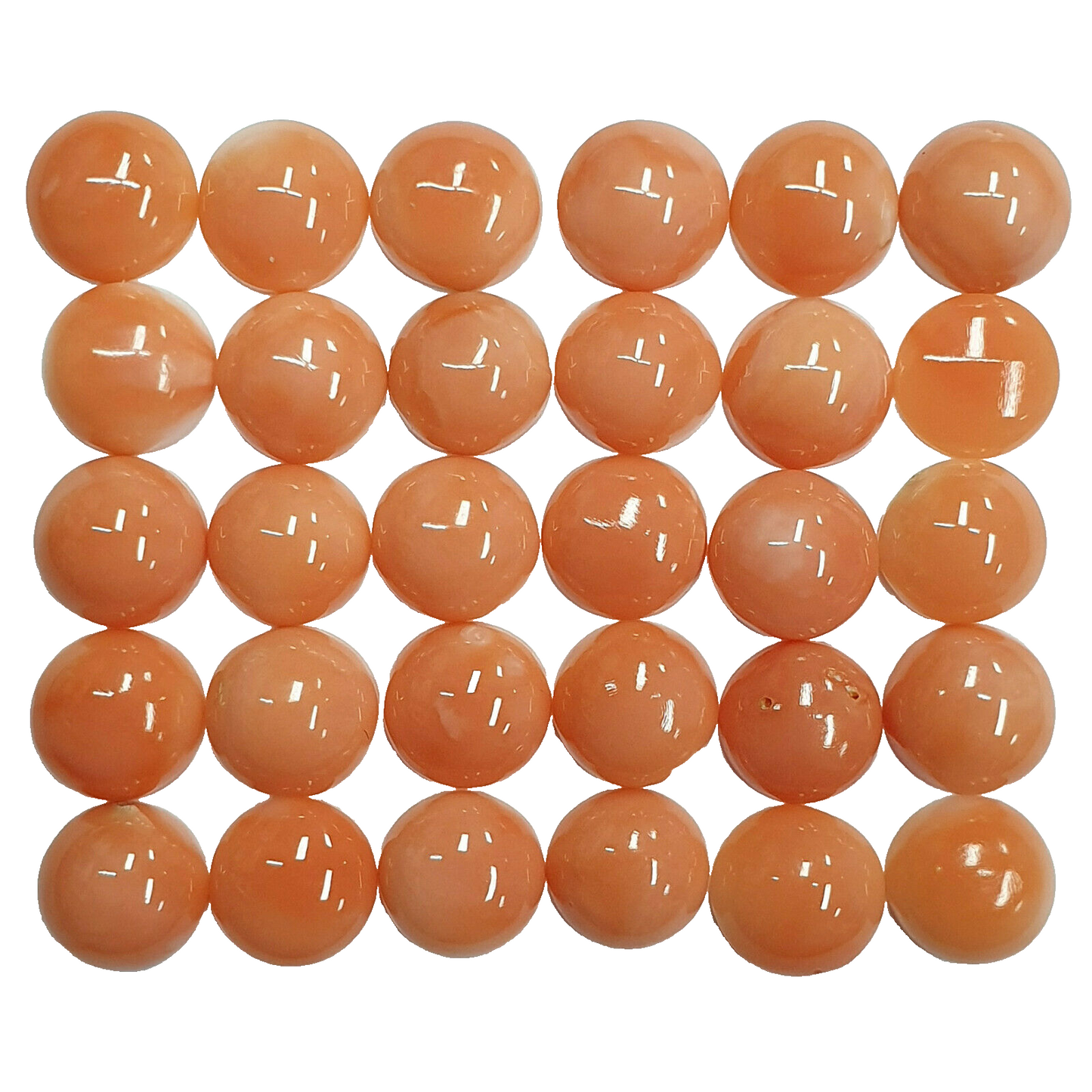 53549 - 30 Piece Lot of 7 mm Natural Pink Taiwanese Coral Late 1970 or Early1980