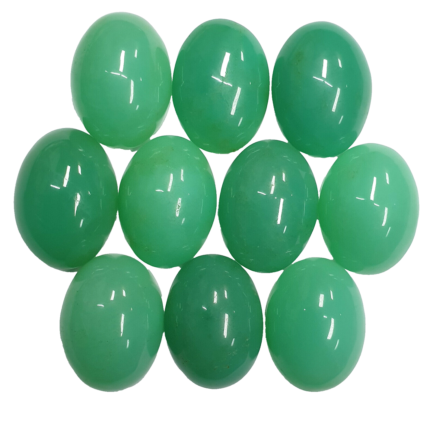 53545 - 5 Pieces 19x14 mm Oval Cabochon Cut Australian Green Chrysoprase