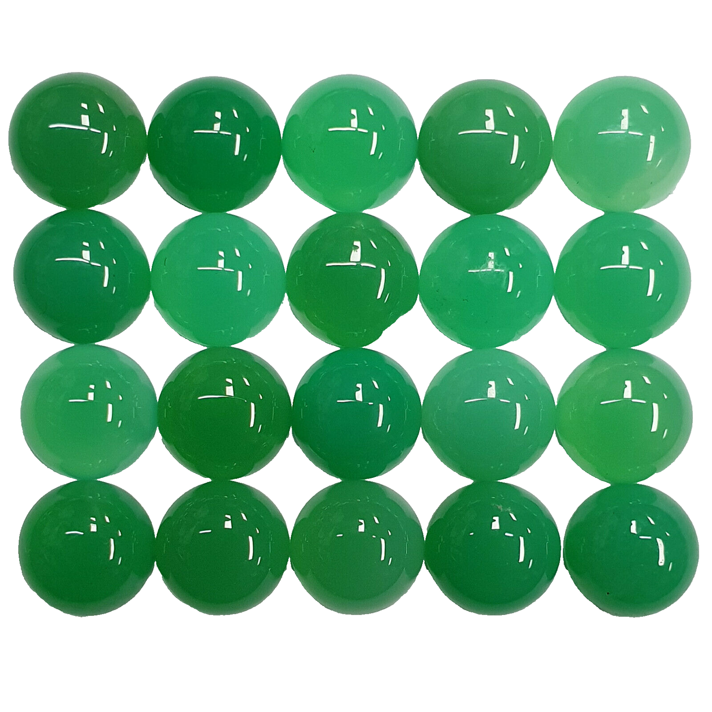53544 - 20 Pcs Mixed Shades Green 9 mm Round Cut Cabochon Australian Chrysoprase