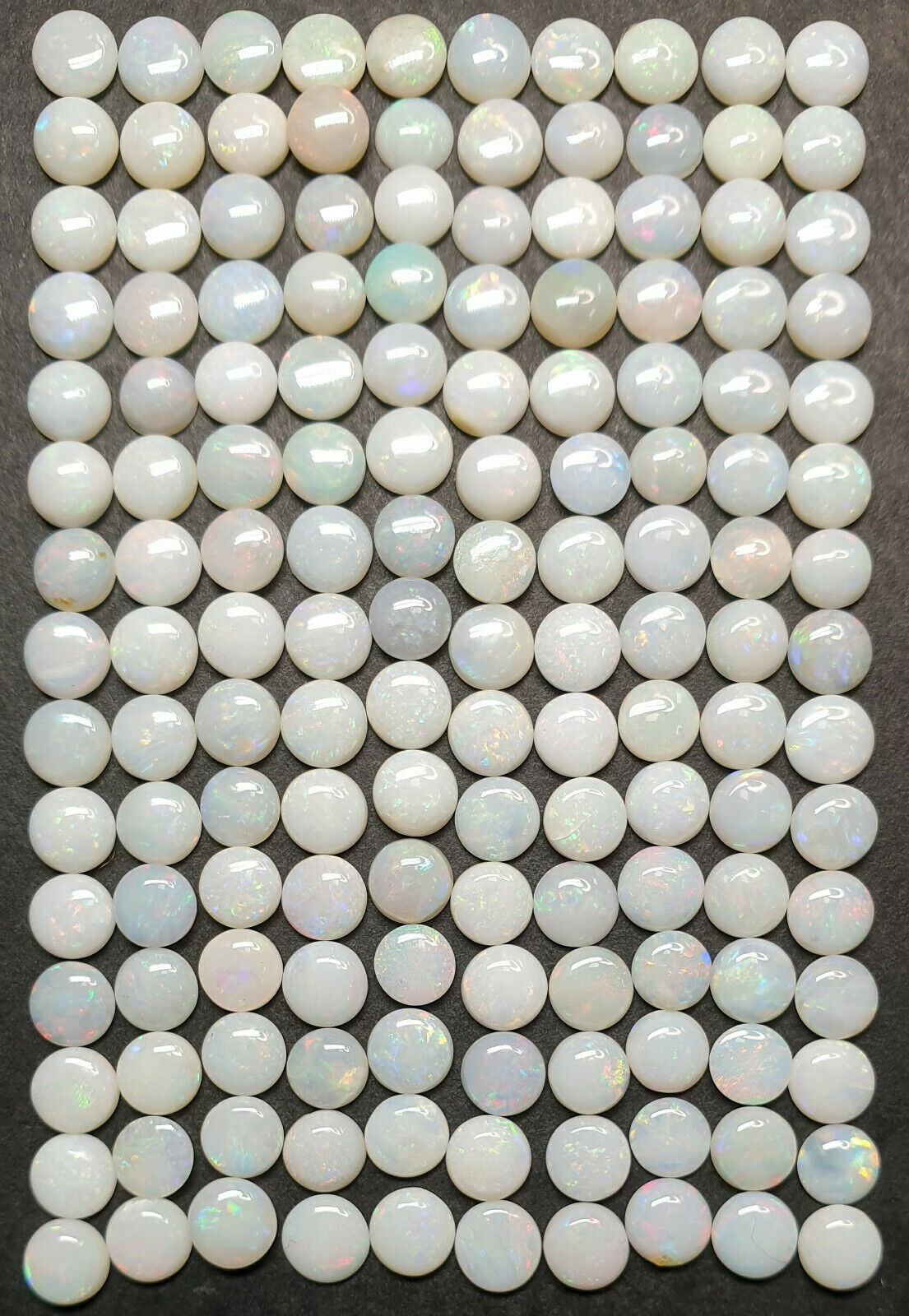 53524 - 150 Natural Earth Mined Australian 5 mm Round Coober Pedy White Opals