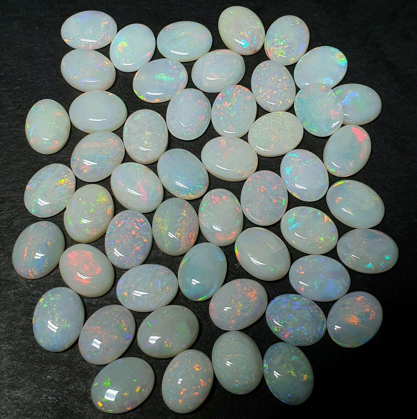 53522 - 49 Australian Natural Earth Mined Coober Pedy White Opal 9x7 mm Oval