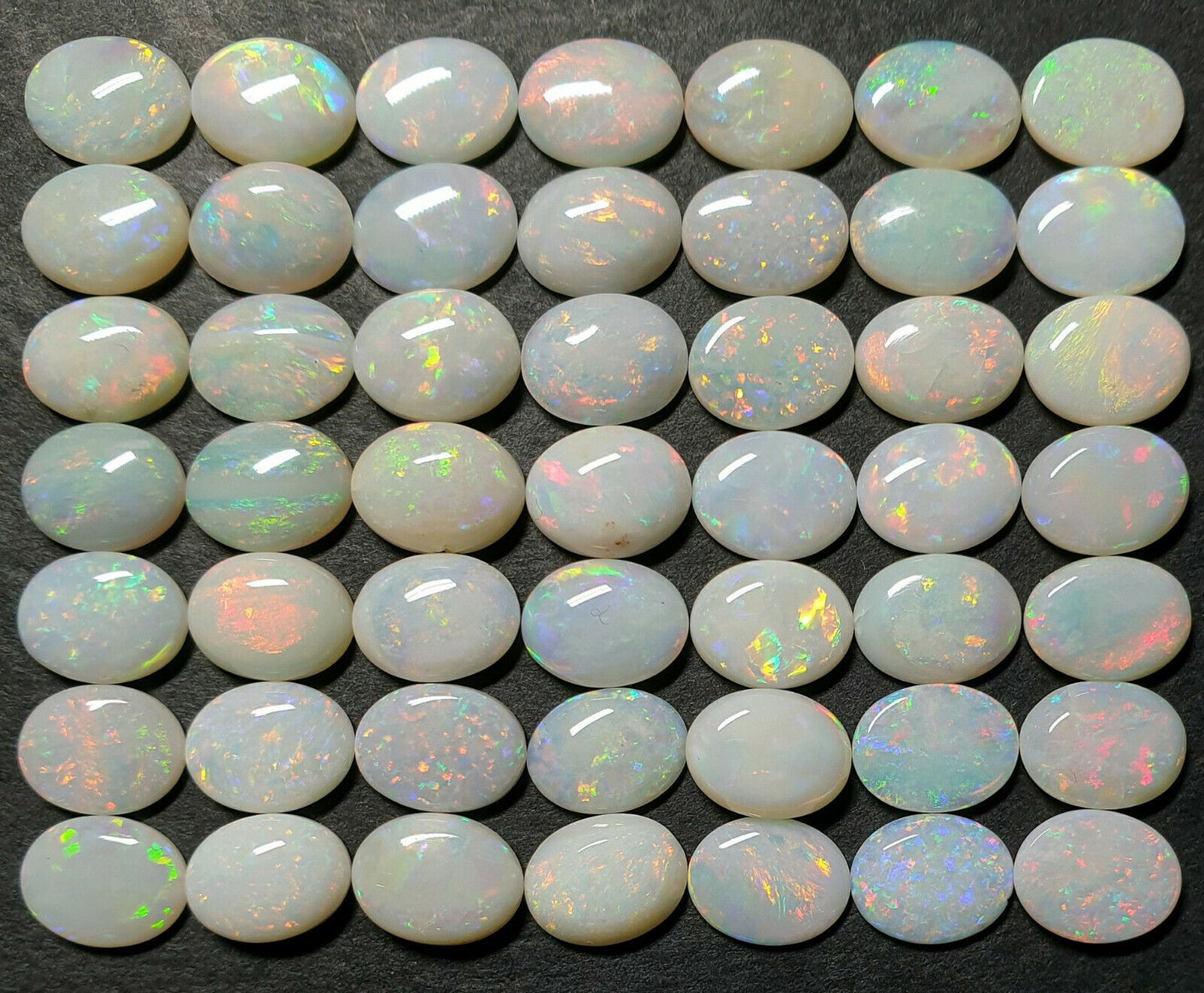 53522 - 49 Australian Natural Earth Mined Coober Pedy White Opal 9x7 mm Oval