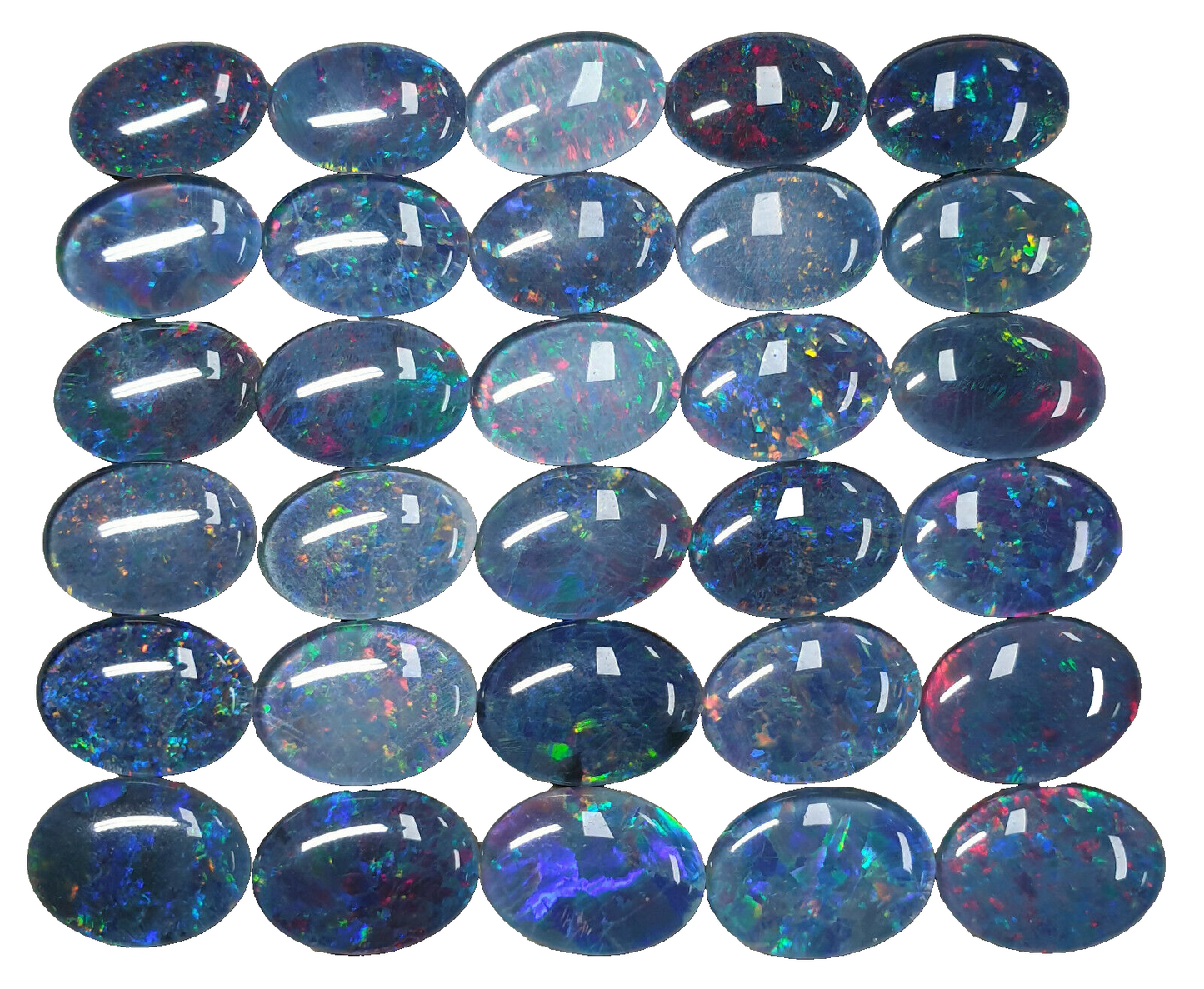 52167.1 - 30 Piece Lot 14x10 mm Oval Opal Triplets Australian Made Natural Opal