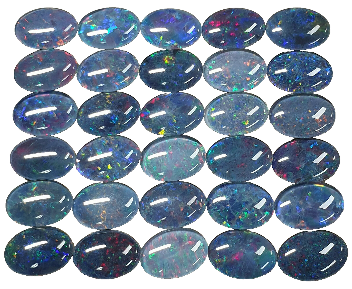 52167.1 - 30 Piece Lot 14x10 mm Oval Opal Triplets Australian Made Natural Opal