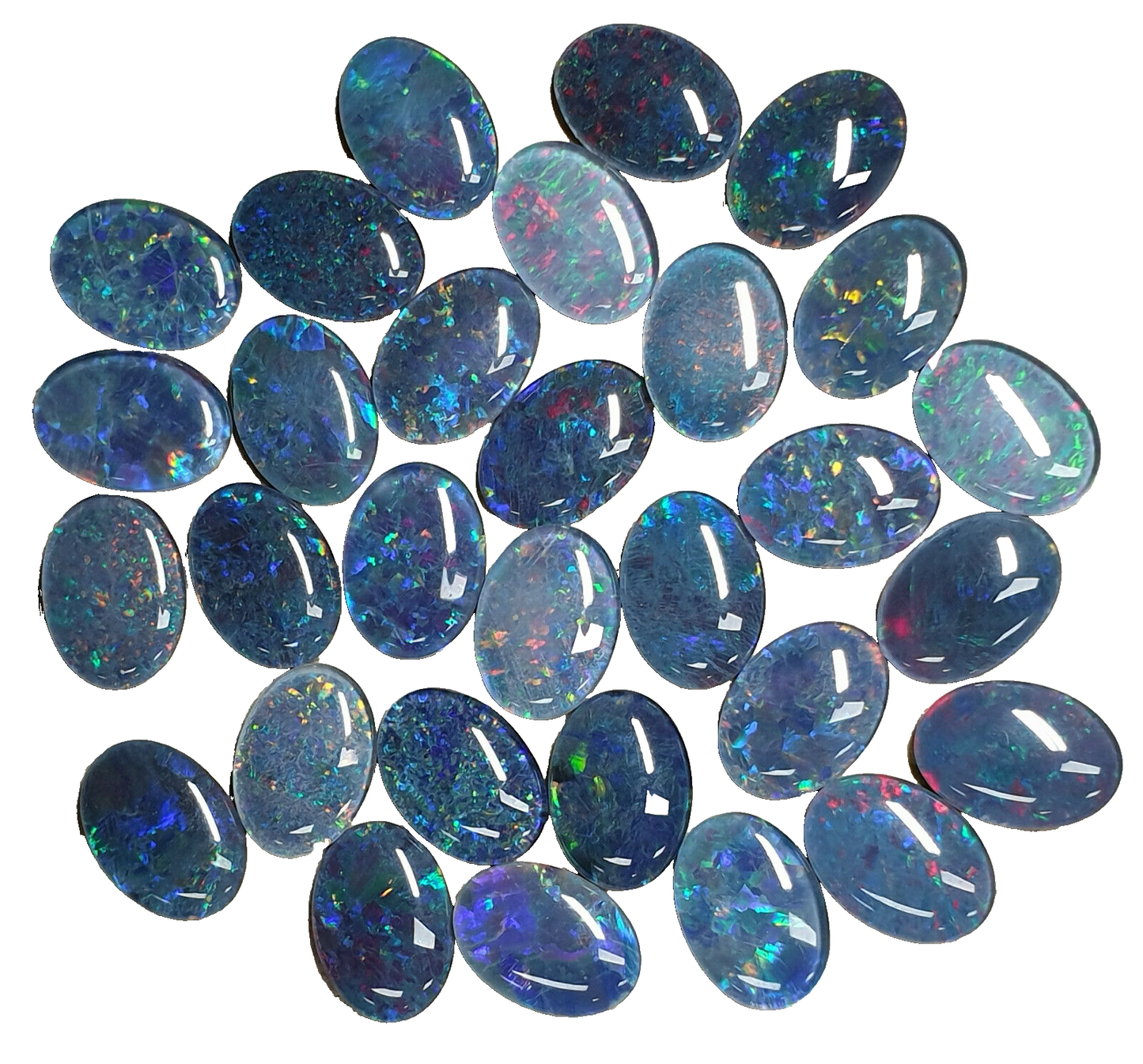 52167.1 - 30 Piece Lot 14x10 mm Oval Opal Triplets Australian Made Natural Opal