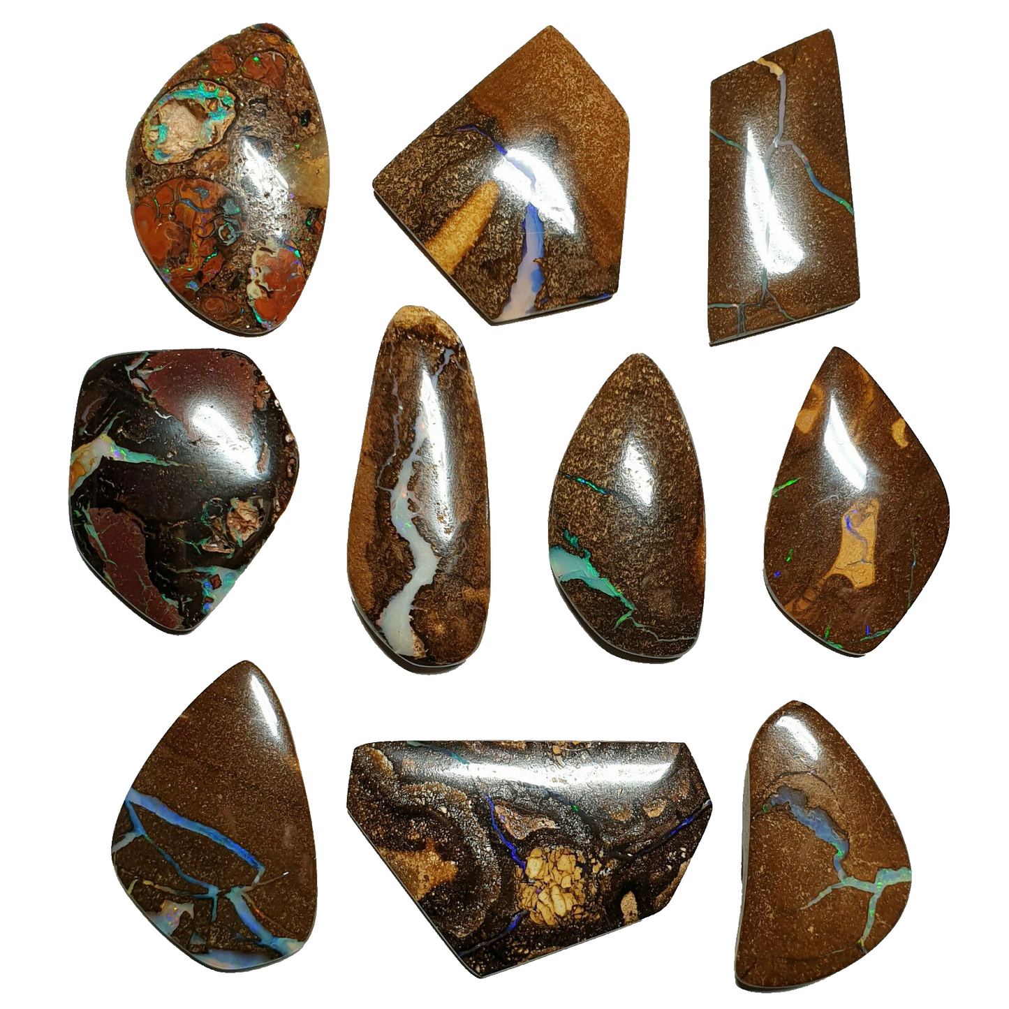 52007.1 - 10 Well Cut Free Shaped Australian Boulder Opal Matrix Bulk Discounts