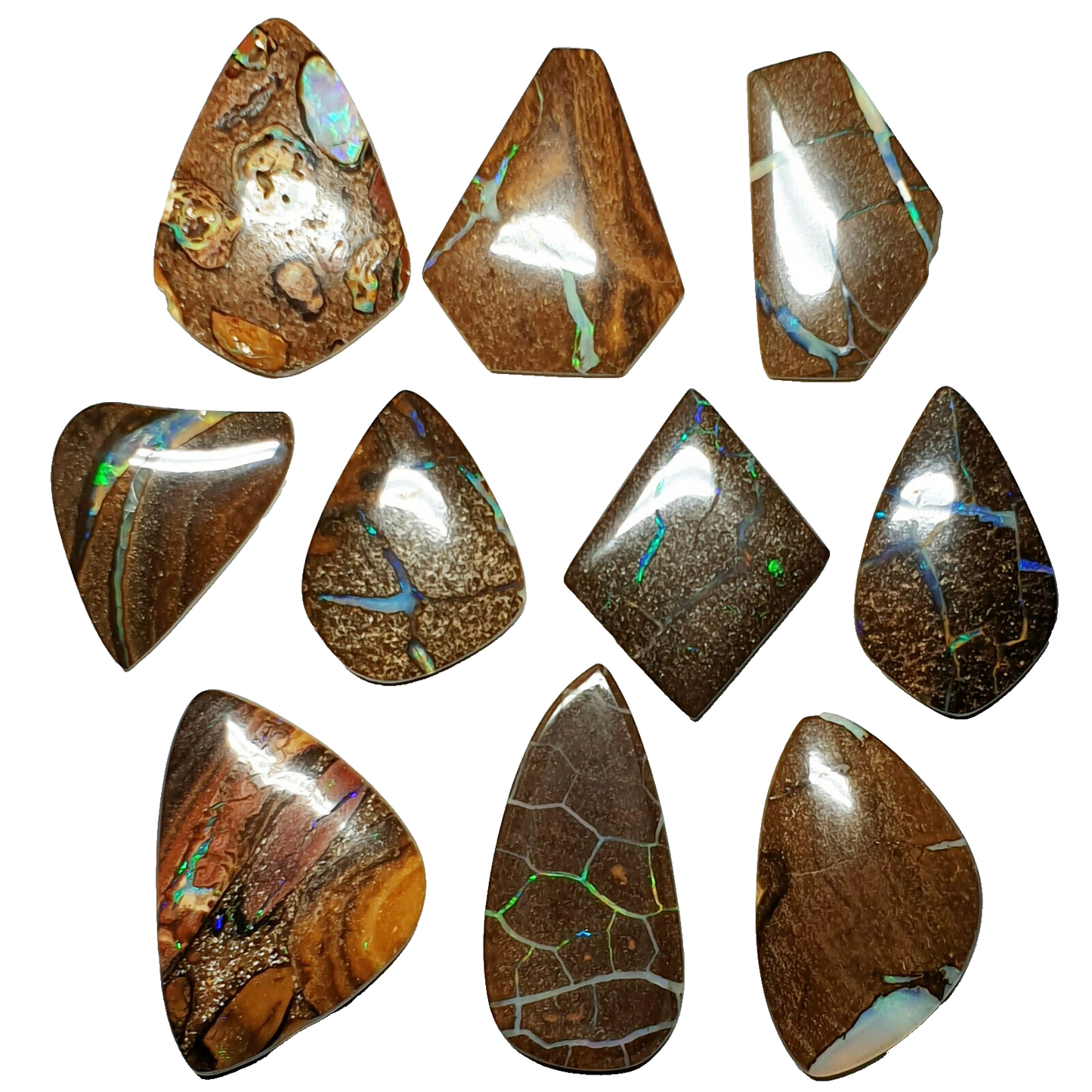 52007.1 - 10 Well Cut Free Shaped Australian Boulder Opal Matrix Bulk Discounts