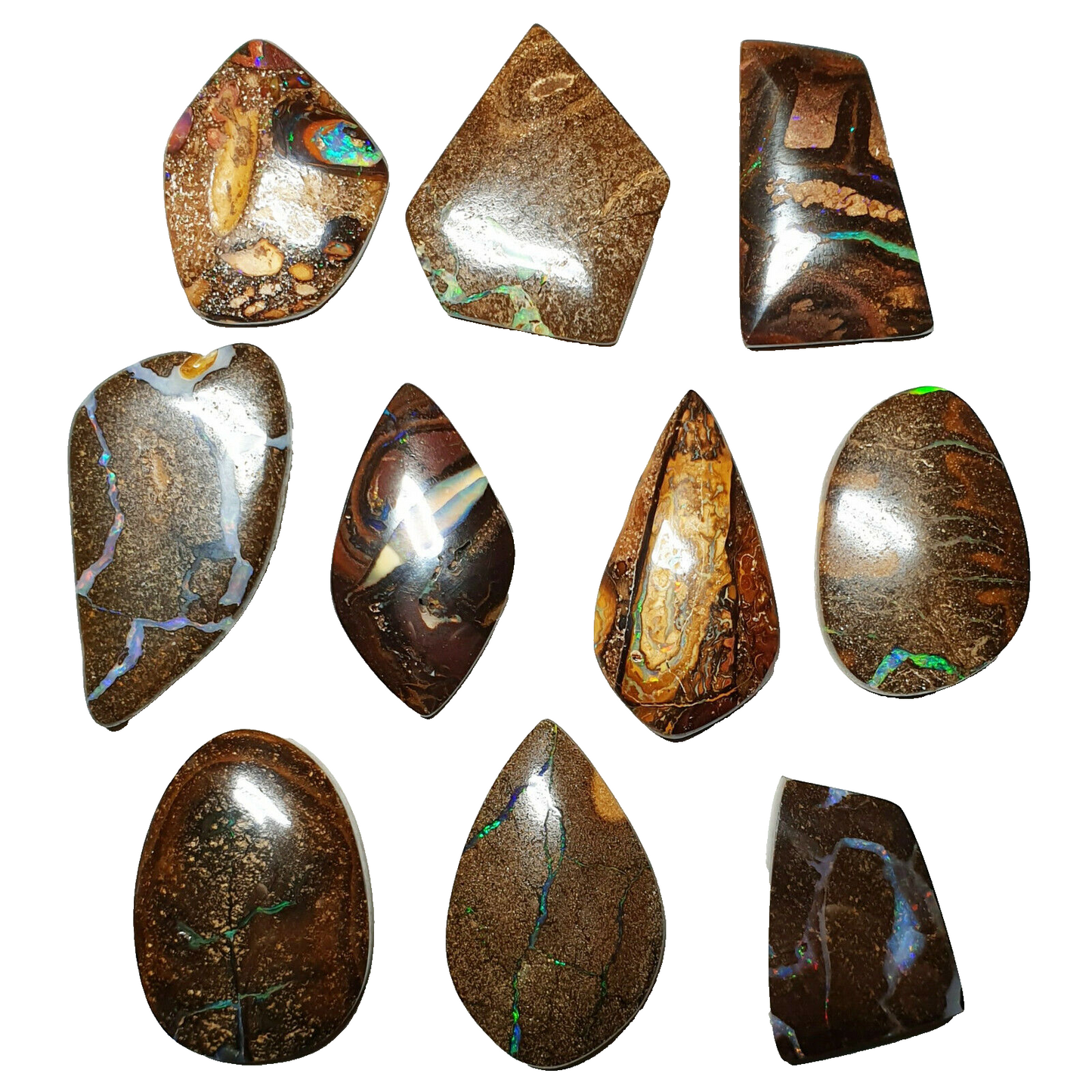 52007.1 - 10 Well Cut Free Shaped Australian Boulder Opal Matrix Bulk Discounts