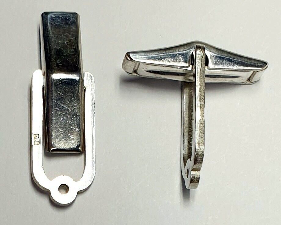 52266.1 - 5 Pairs Sterling Silver CuffLinks Spring Loaded for Firmly Open Close