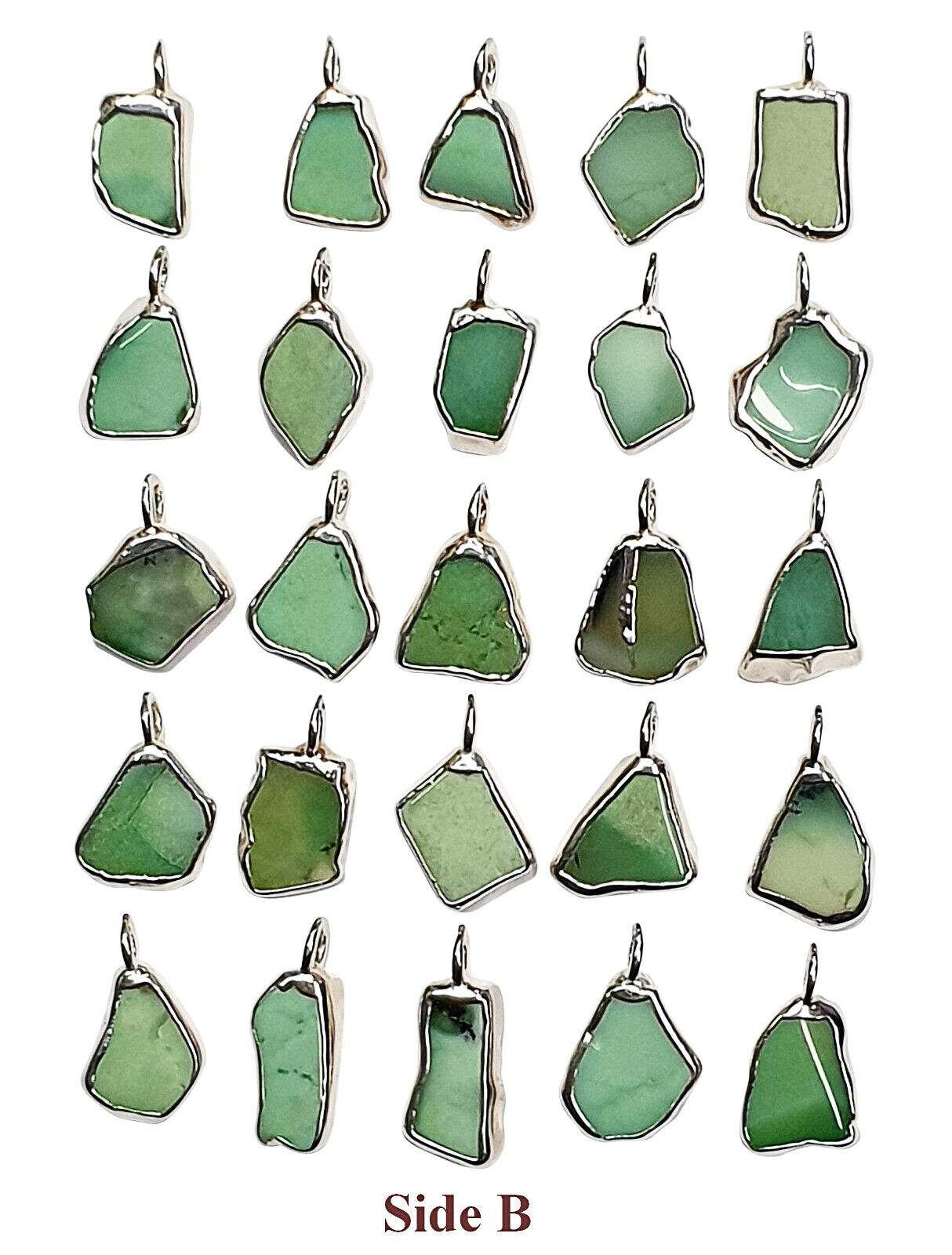 52070.4 - 25 Natural Australian Chrysoprase Gemstones Silver Pendants or Charm