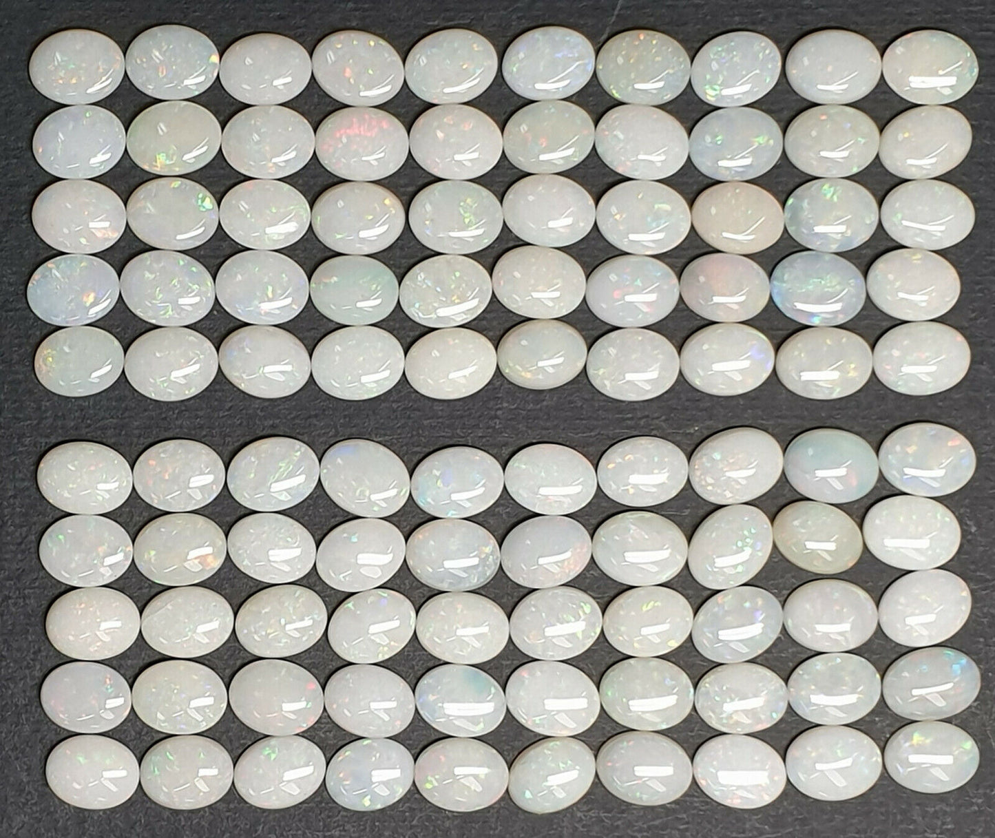 52204 - Lot of 50 Natural Australian Solid White Opals 9x7 mm Oval Cut For Sale