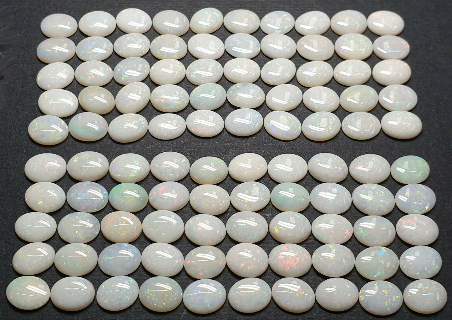 52204 - Lot of 50 Natural Australian Solid White Opals 9x7 mm Oval Cut For Sale