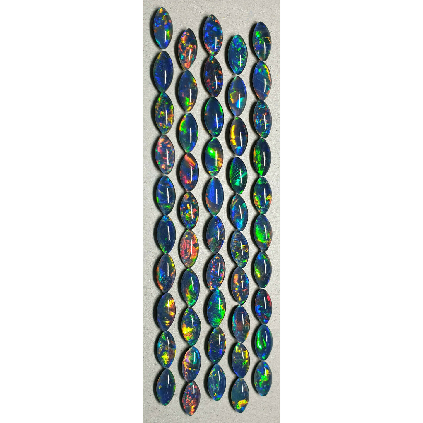 52183 - 5 pieces 10 x 5 mm Navette Triplets Made in Australia with Natural Opal