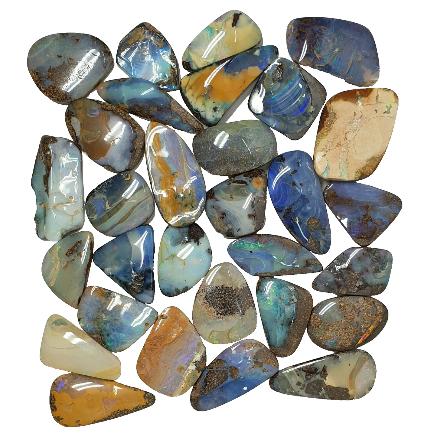 53540.0 - 30 Boulder Opal Free Cut Polished Faces 608.08 carats Large Sized