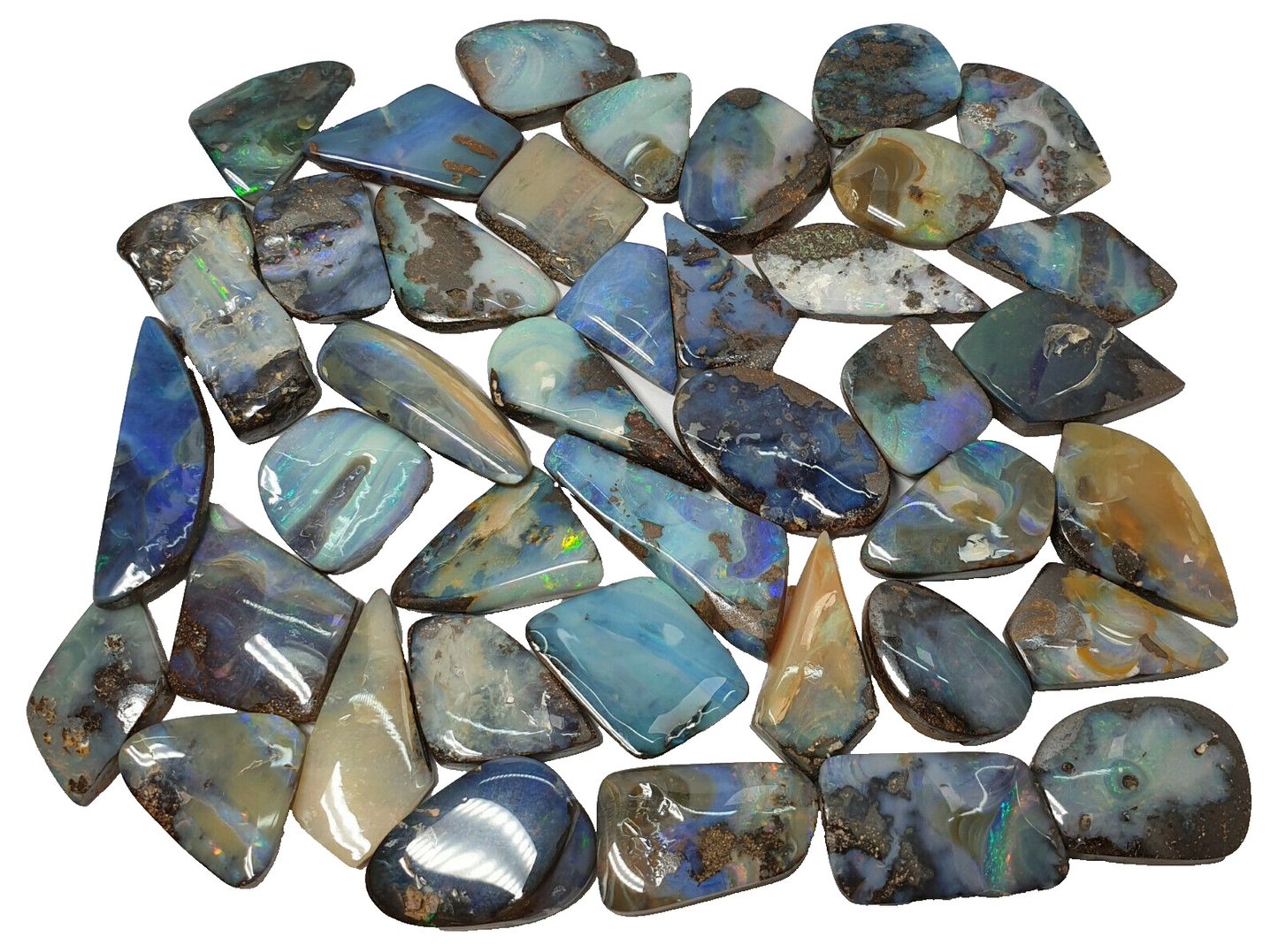 53539.0 - 40 Boulder Opal Free Cut Polished Faces 426.38 carats Medium Sized