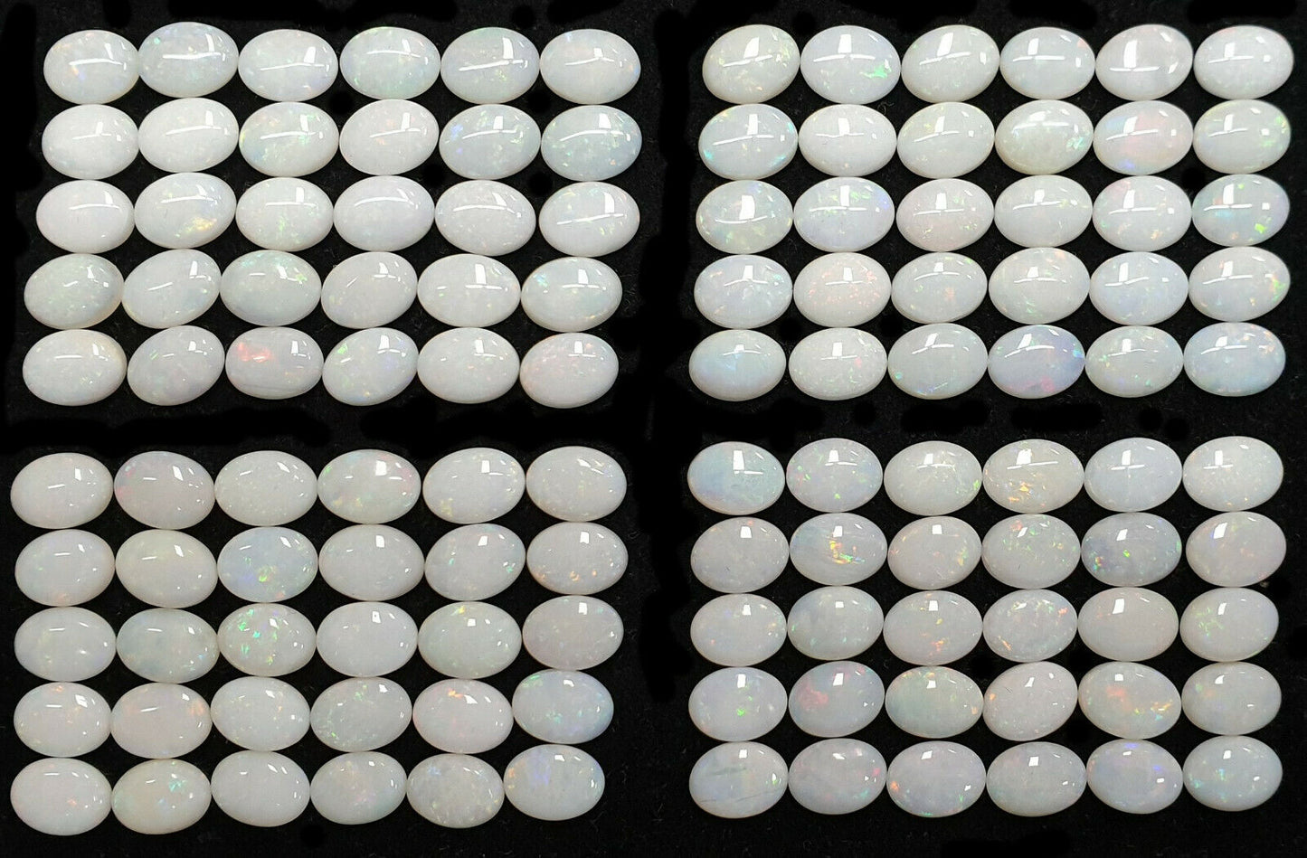 52251 - 30 Australian Earth Mined Coober Pedy Solid White Opals 8x6 mm Oval Cut