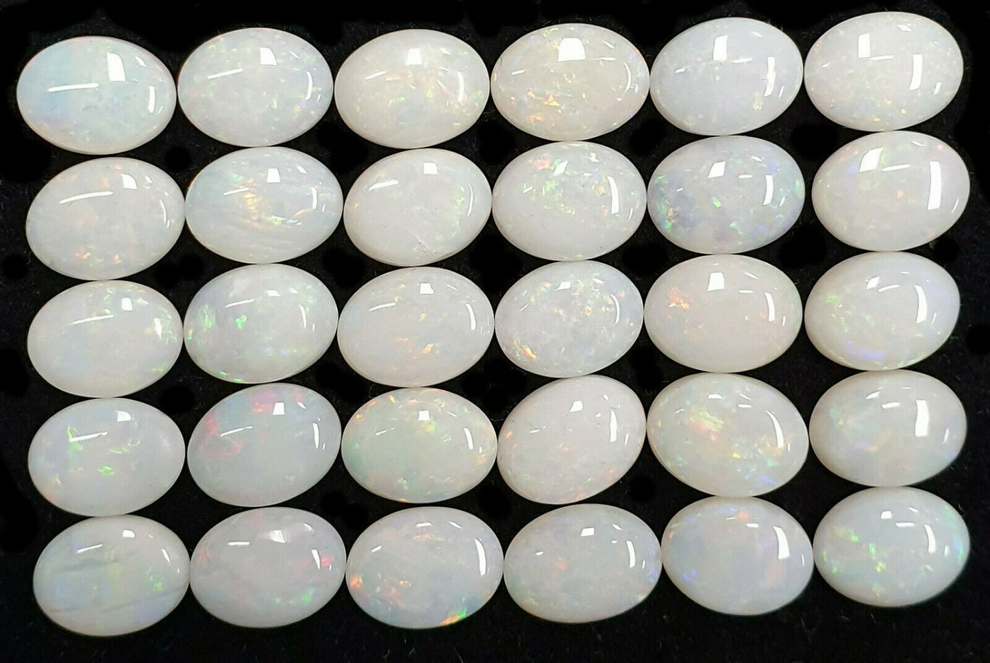 52251 - 30 Australian Earth Mined Coober Pedy Solid White Opals 8x6 mm Oval Cut