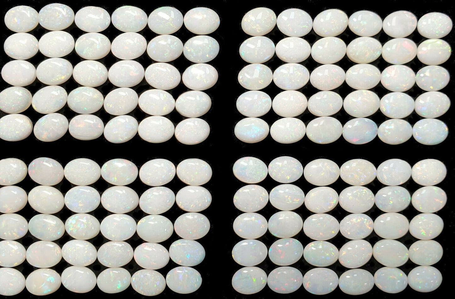 52251 - 30 Australian Earth Mined Coober Pedy Solid White Opals 8x6 mm Oval Cut
