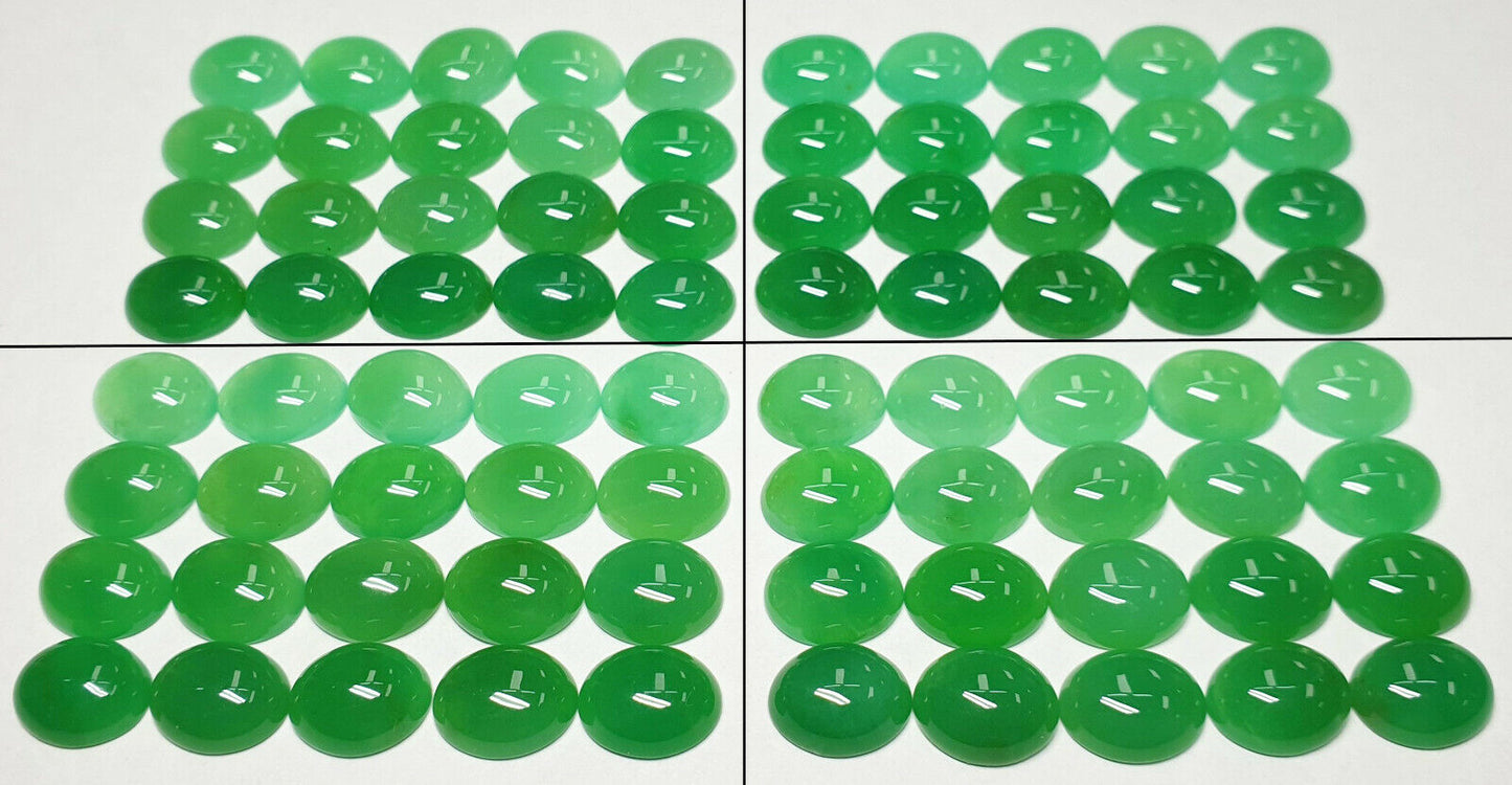52248 - 20 Aussie 11x9 mm Oval Cut Cabochon Chrysoprase Mixed Shades of Green