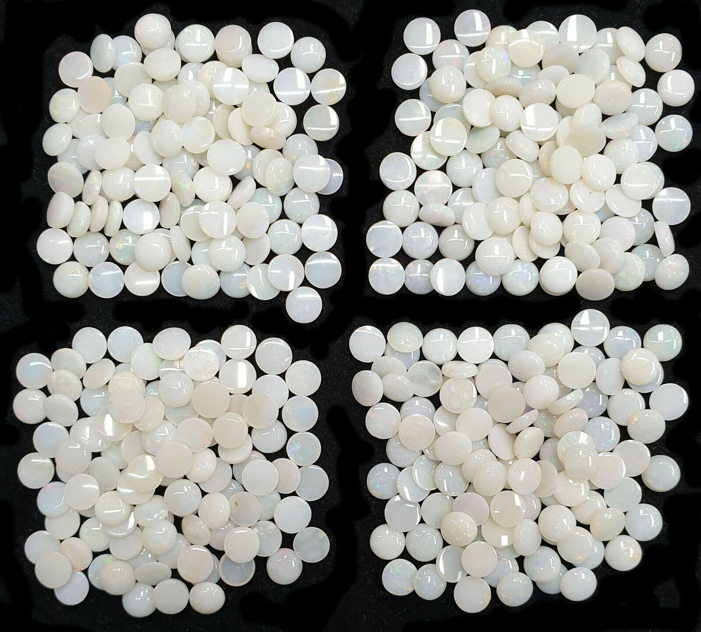 52252 - 100 Australian Earth Mined Coober Pedy Solid White Opals 5 mm Round Cut