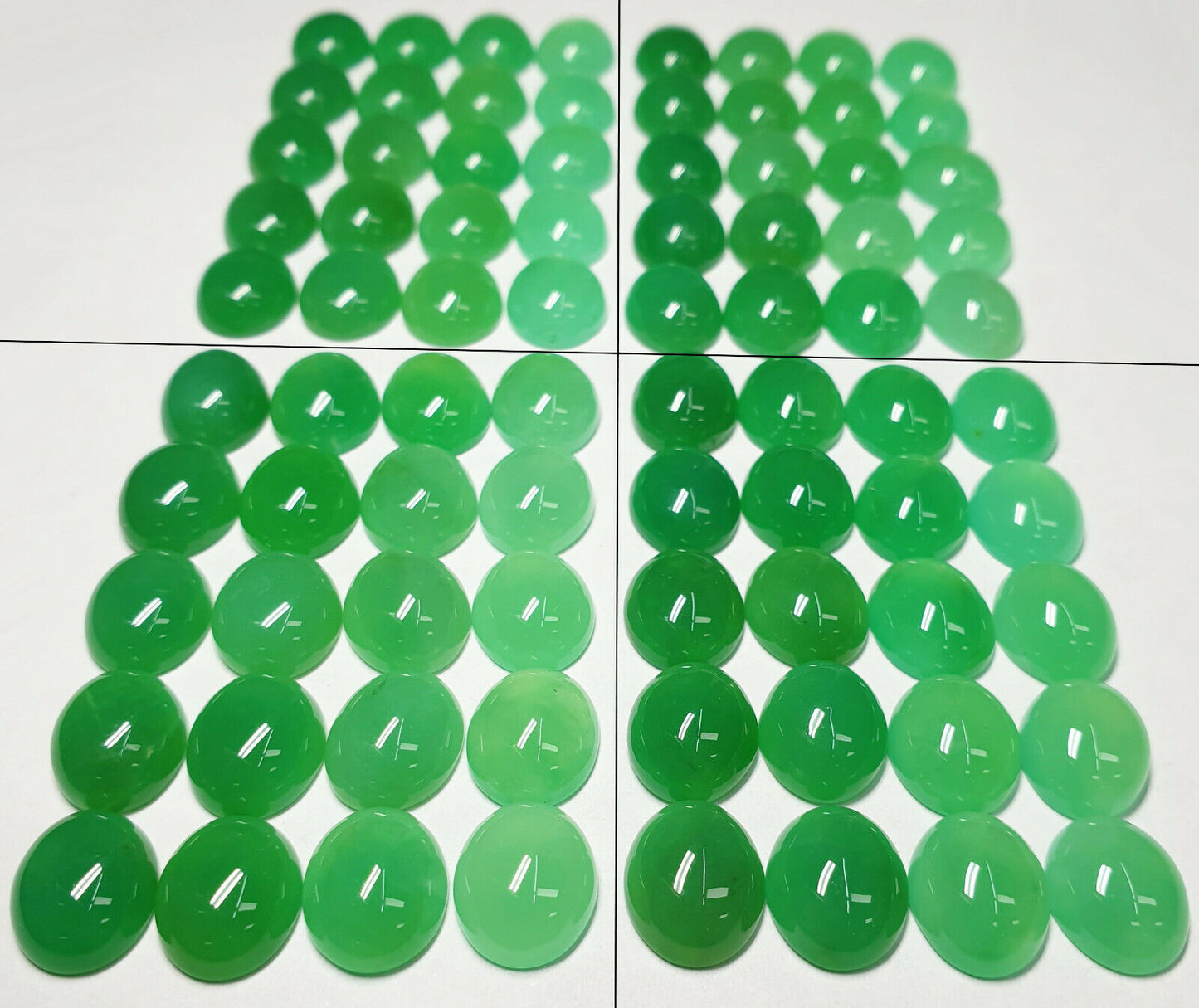 52248 - 20 Aussie 11x9 mm Oval Cut Cabochon Chrysoprase Mixed Shades of Green