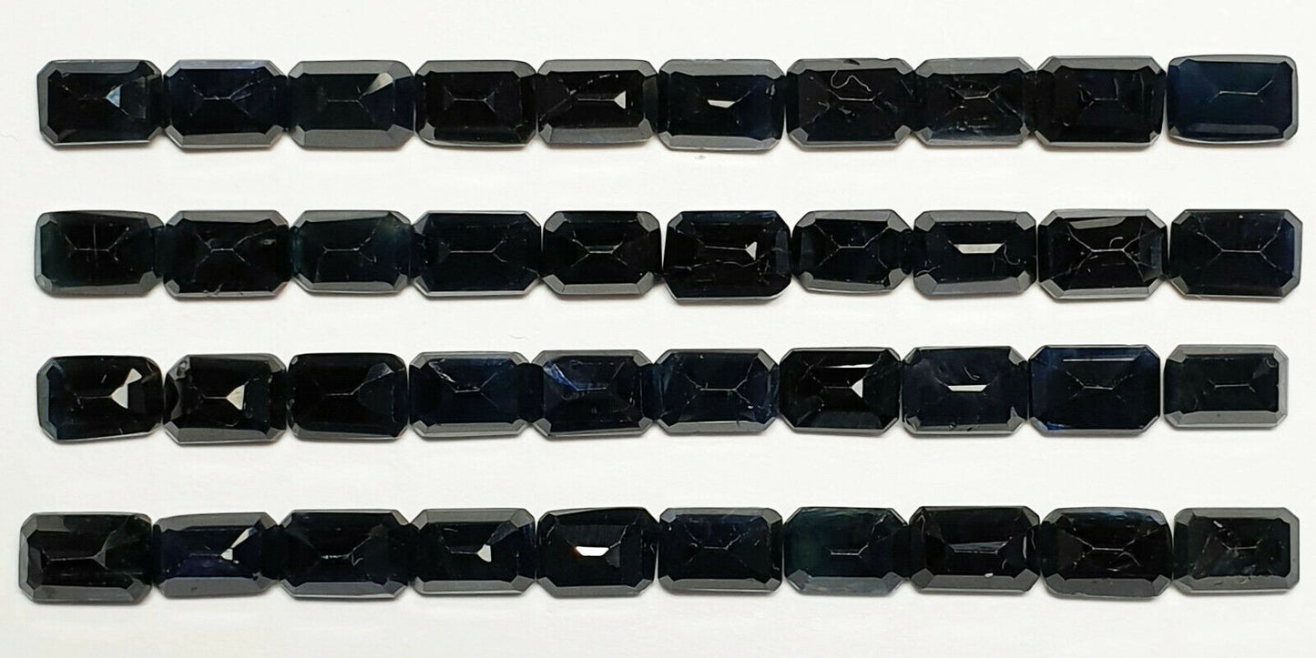 15344 - 35 Emerald Cut 6x4 mm Australian Black Sapphires about 0.80 carats each
