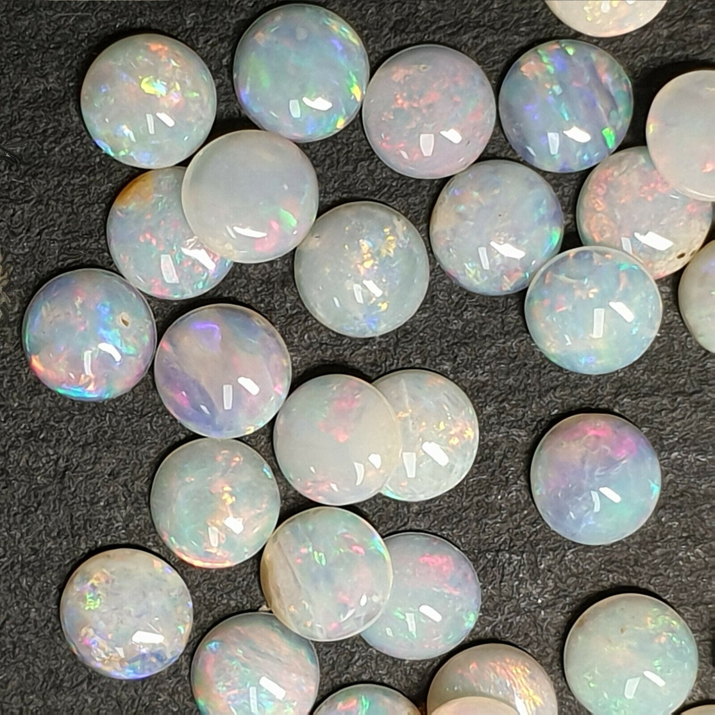 52220 - 100 Pcs 3.75 mm Natural Australian Solid White Opal for Sale 11.34carats