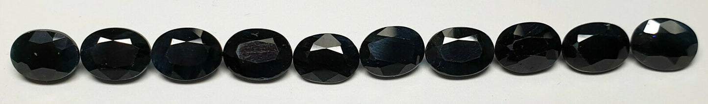 15242.11 - Lot of 10 Australian Black Sapphires 8x6 mm Oval About 1.70 Cts Each