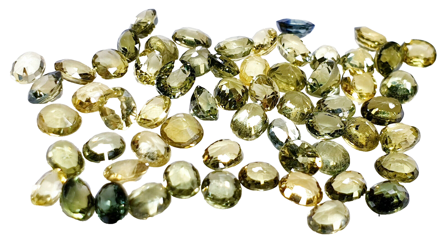 52218 - 60 Oval 3.25x2.50-3.00 mm Australian Green, Yellow Sapphires 8.62carats