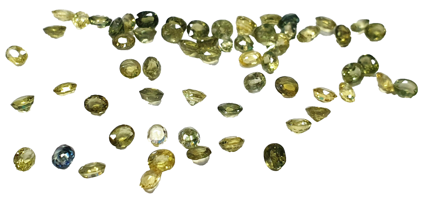 52218 - 60 Oval 3.25x2.50-3.00 mm Australian Green, Yellow Sapphires 8.62carats
